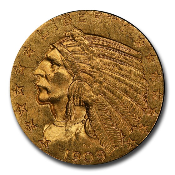 1909 $5 Indian Gold Half Eagle MS-63+ PCGS CAC 1909 $5 Indian Gold Half Eagle MS-63+ PCGS CAC