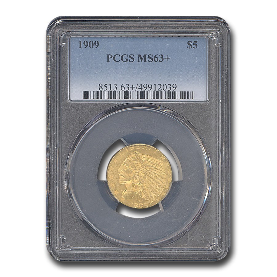 1909 $5 Indian Gold Half Eagle MS-63+ PCGS