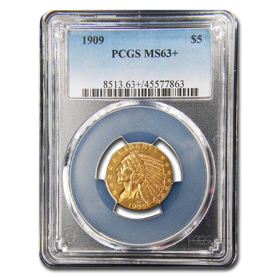 1909 $5 Indian Gold Half Eagle MS-63+ PCGS