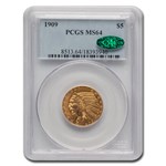 1909 $5 Indian Gold Half Eagle MS-64 PCGS CAC