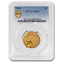 1909 $5 Indian Gold Half Eagle MS-64 PCGS