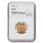 1909 $5 Indian Gold Half Eagle MS-65 NGC