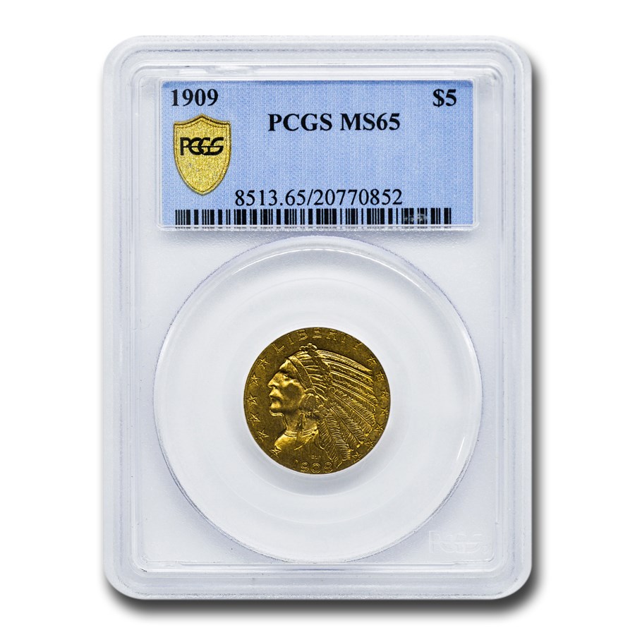1909 $5 Indian Gold Half Eagle MS-65 PCGS