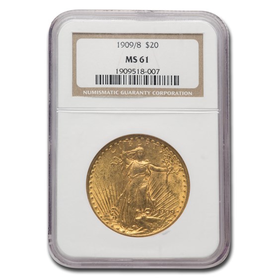 1909/8 $20 Saint-Gaudens Gold Double Eagle MS-61 NGC 1909/8 $20 Saint-Gaudens Gold Double Eagle MS-61 NGC