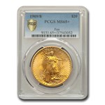 1909/8 $20 Saint-Gaudens Gold Double Eagle MS-65+ PCGS