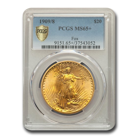 1909/8 $20 Saint-Gaudens Gold Double Eagle MS-65+ PCGS 1909/8 $20 Saint-Gaudens Gold Double Eagle MS-65+ PCGS