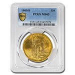 1909/8 $20 Saint-Gaudens Gold Double Eagle MS-65 PCGS
