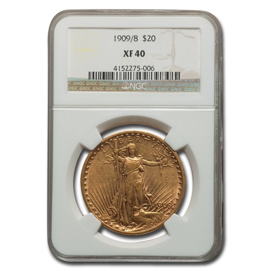 1909/8 $20 Saint-Gaudens Gold Double Eagle XF-40 NGC 1909/8 $20 Saint-Gaudens Gold Double Eagle XF-40 NGC