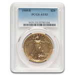 1909/8 $20 St Gaudens Gold Double Eagle AU-53 PCGS