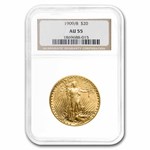 1909/8 $20 St Gaudens Gold Double Eagle AU-55 NGC