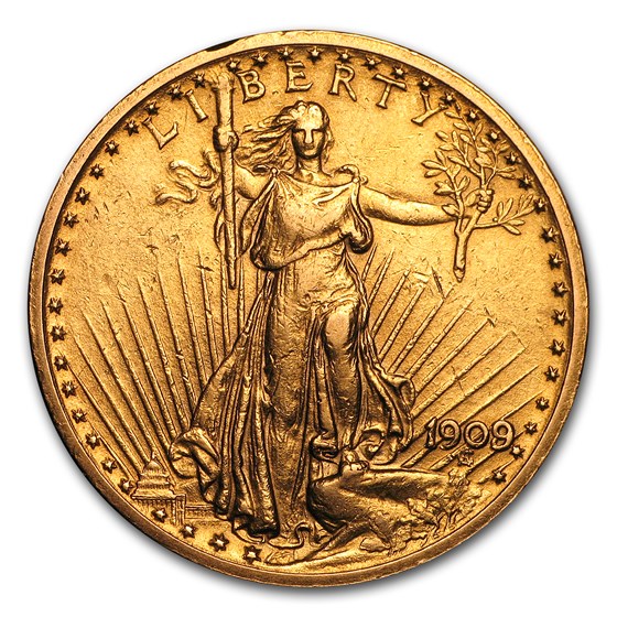 1909/8 $20 St Gaudens Gold Double Eagle AU 1909/8 $20 St Gaudens Gold Double Eagle AU