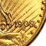 1909/8 $20 St Gaudens Gold Double Eagle (Cleaned)