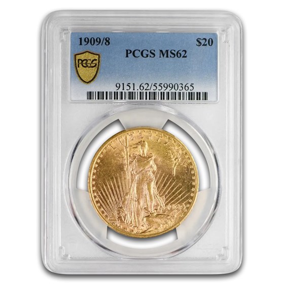 1909/8 $20 St Gaudens Gold Double Eagle MS-62 PCGS