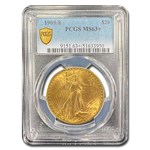 1909/8 $20 St Gaudens Gold Double Eagle MS-63+ PCGS