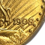 1909/8 $20 St Gaudens Gold Double Eagle Overdate AU-50 PCGS
