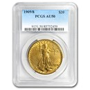 1909/8 $20 St Gaudens Gold Double Eagle Overdate AU-50 PCGS