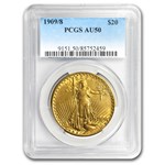 1909/8 $20 St Gaudens Gold Double Eagle Overdate AU-50 PCGS