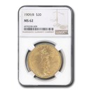 1909/8 $20 St Gaudens Gold Double Eagle Overdate MS-62 NGC