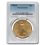 1909/8 $20 St Gaudens Gold Double Eagle XF-45 PCGS