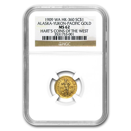 1909 Alaska Yukon Pacific Expo One DWT Dollar MS-62 NGC