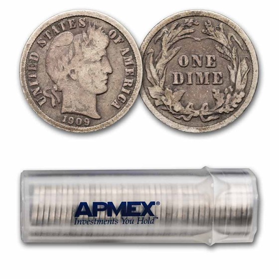 1909 Barber Dime 50-Coin Roll Avg Circ 1909 Barber Dime 50-Coin Roll Avg Circ