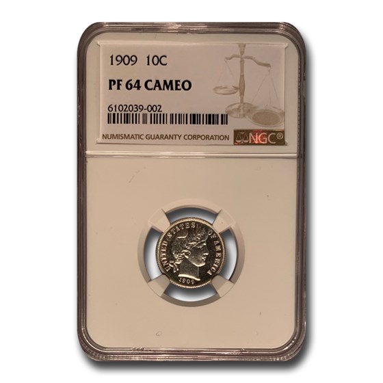1909 Barber Dime PF-64 Cameo NGC 1909 Barber Dime PF-64 Cameo NGC