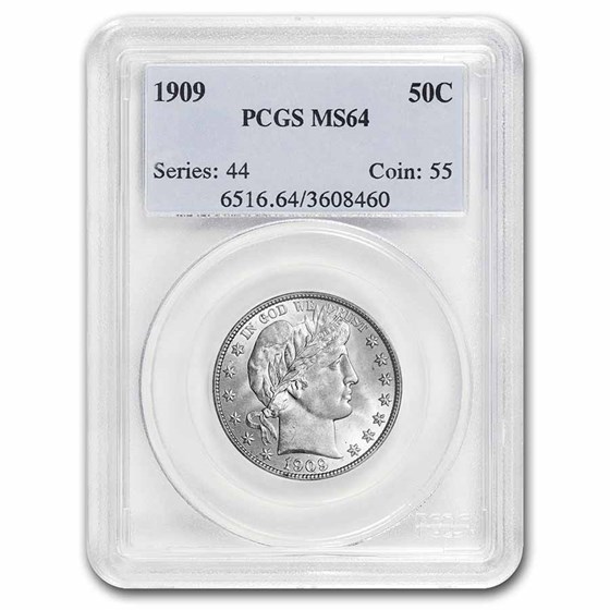 1909 Barber Half Dollar MS-64 PCGS 1909 Barber Half Dollar MS-64 PCGS