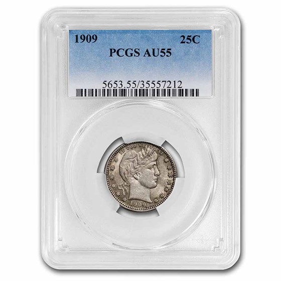1909 Barber Quarter AU-55 PCGS 1909 Barber Quarter AU-55 PCGS