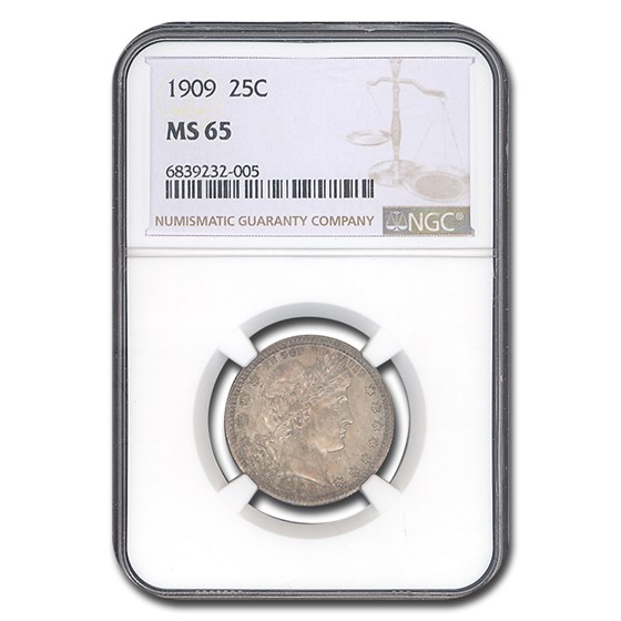 1909 Barber Quarter MS-65 NGC 1909 Barber Quarter MS-65 NGC