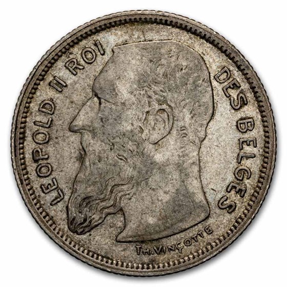 1909 Belgium Silver 2 Francs VF