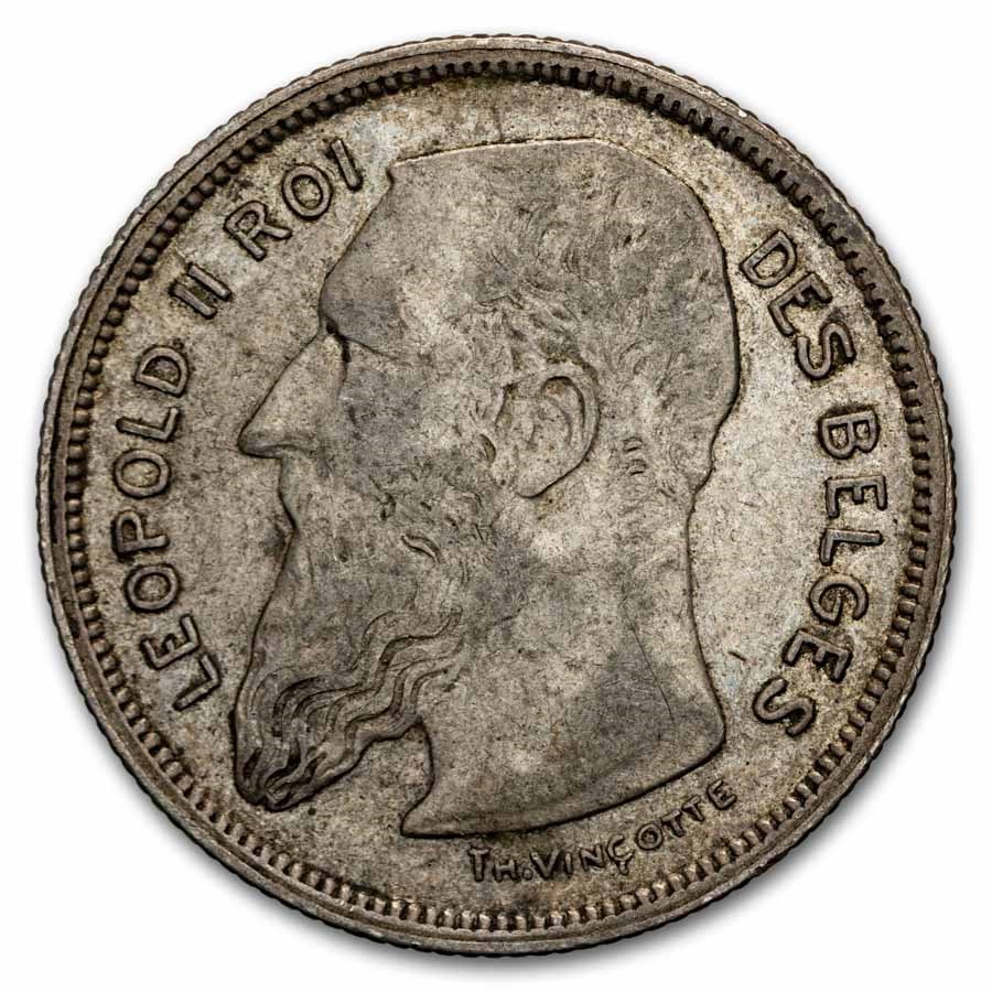 1909 Belgium Silver 2 Francs VF