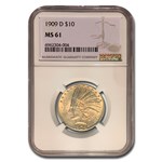 1909-D $10 Indian Gold Eagle MS-61 NGC