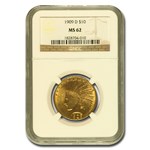 1909-D $10 Indian Gold Eagle MS-62 NGC