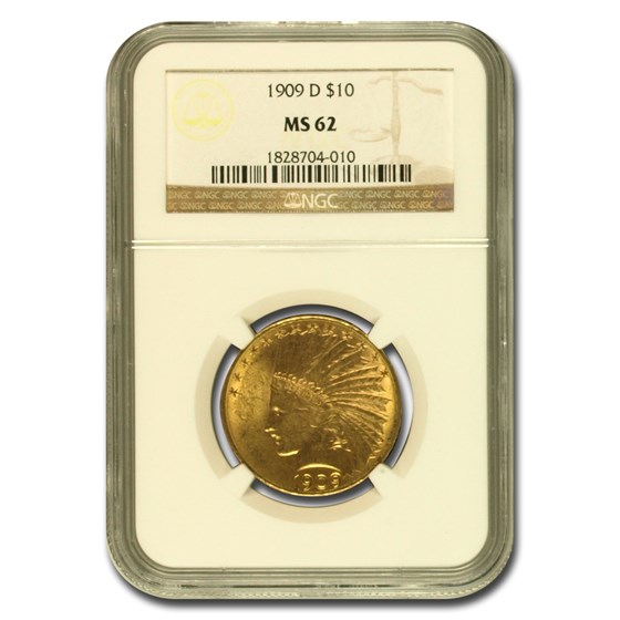 1909-D $10 Indian Gold Eagle MS-62 NGC 1909-D $10 Indian Gold Eagle MS-62 NGC