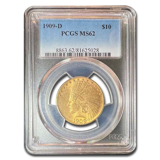 1909-D $10 Indian Gold Eagle MS-62 PCGS 1909-D $10 Indian Gold Eagle MS-62 PCGS