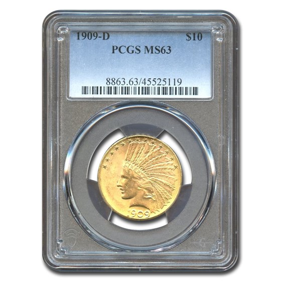 1909-D $10 Indian Gold Eagle MS-63 PCGS 1909-D $10 Indian Gold Eagle MS-63 PCGS