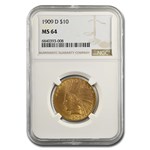 1909-D $10 Indian Gold Eagle MS-64 NGC