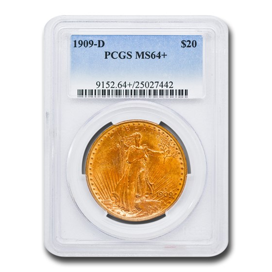 1909-D $20 St Gaudens Gold Double Eagle MS-64+ PCGS 1909-D $20 St Gaudens Gold Double Eagle MS-64+ PCGS