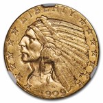 1909-D $5 Indian Gold Half Eagle MS-61 NGC