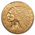 1909-D $5 Indian Gold Half Eagle MS-62 CACG