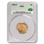 1909-D $5 Indian Gold Half Eagle MS-63 CACG