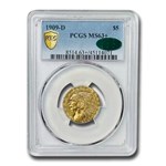 1909-D $5 Indian Gold Half Eagle MS-63+ PCGS CAC