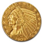 1909-D $5 Indian Gold Half Eagle MS-63 PCGS (CAC)