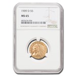 1909-D $5 Indian Gold Half Eagle MS-65 NGC