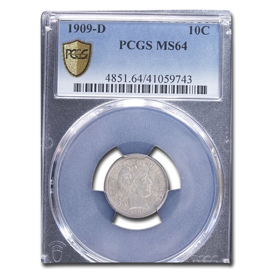 1909-D Barber Dime MS-64 PCGS 1909-D Barber Dime MS-64 PCGS