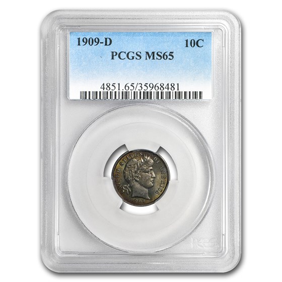 1909-D Barber Dime MS-65 PCGS 1909-D Barber Dime MS-65 PCGS