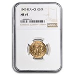 1909 France Gold 20 Francs MS-67 NGC