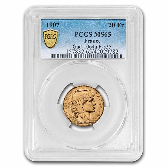 1909 France Gold 20 Francs Rooster MS-65 PCGS 1909 France Gold 20 Francs Rooster MS-65 PCGS