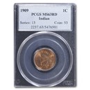 1909 Indian Head Cent MS-63 PCGS (Red)