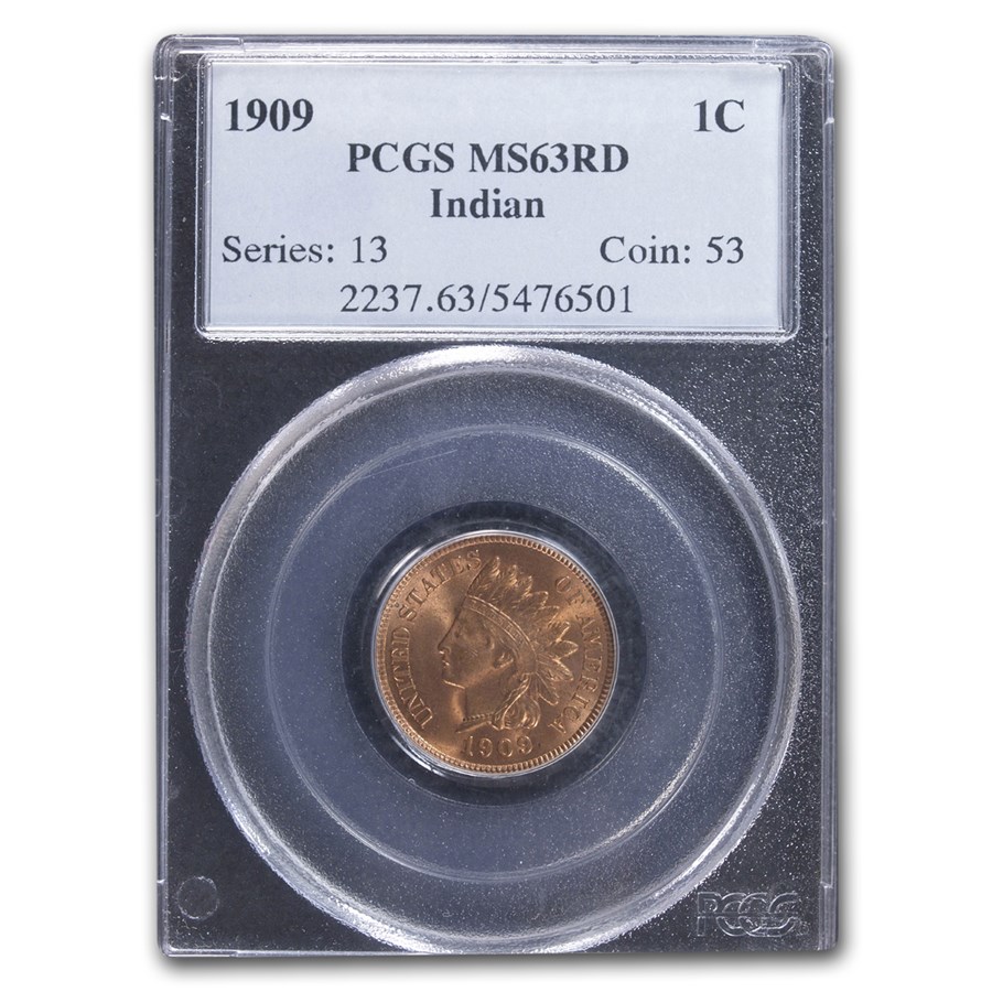 1909 Indian Head Cent MS-63 PCGS (Red)